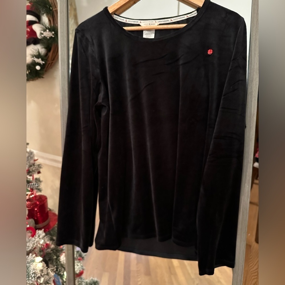 Lucky Brand Crew Neck Fleece Sweater Size‎ Large Black